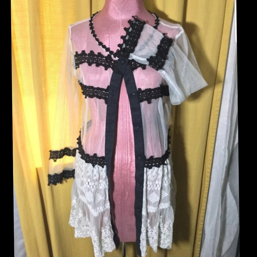 Lace Crochet Sheer Button Up Cardigan Nicole Marie